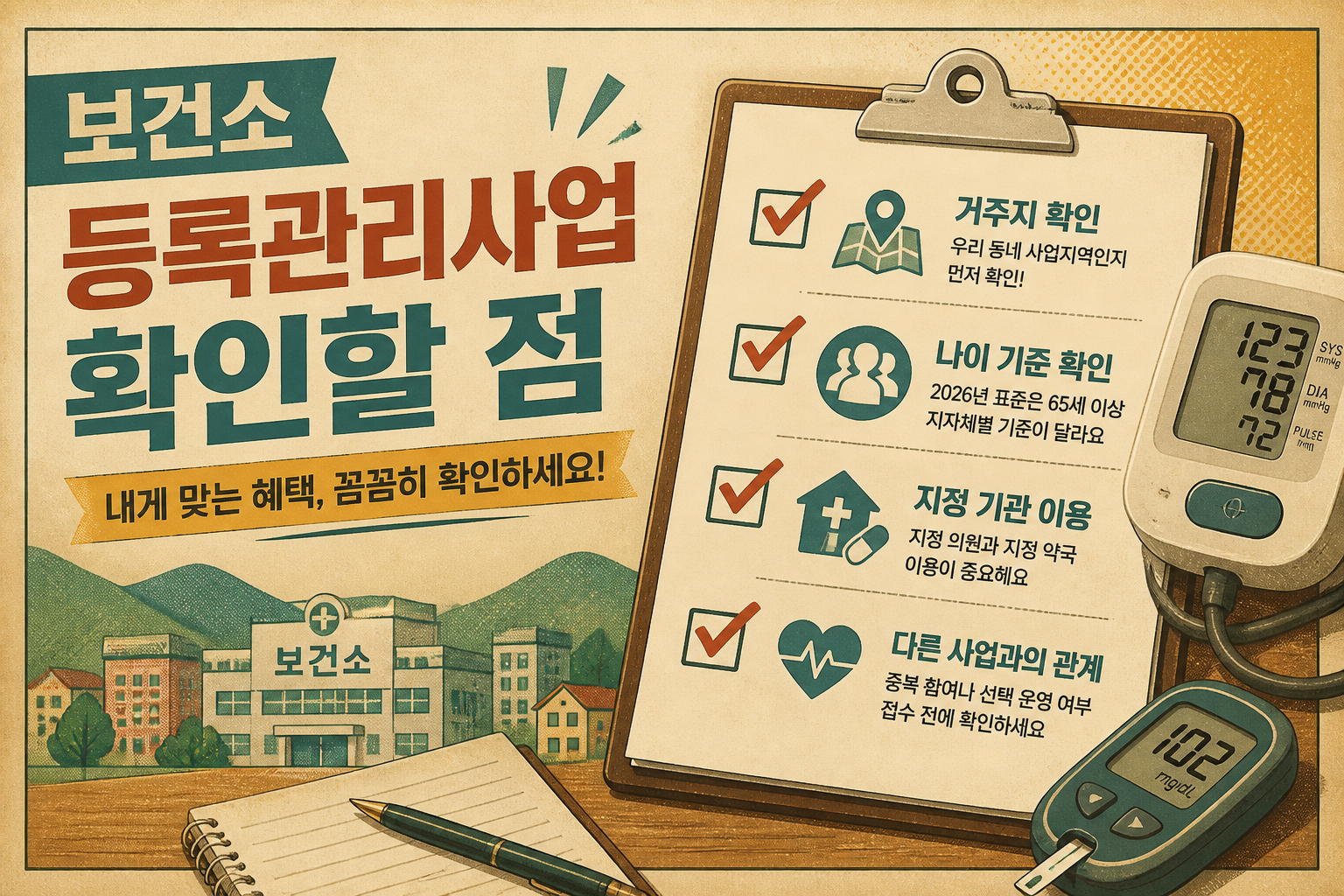 60대 고혈압 당뇨 등록관리 의료비 감면 정리 4 보건소 등록관리사업 확인할 점