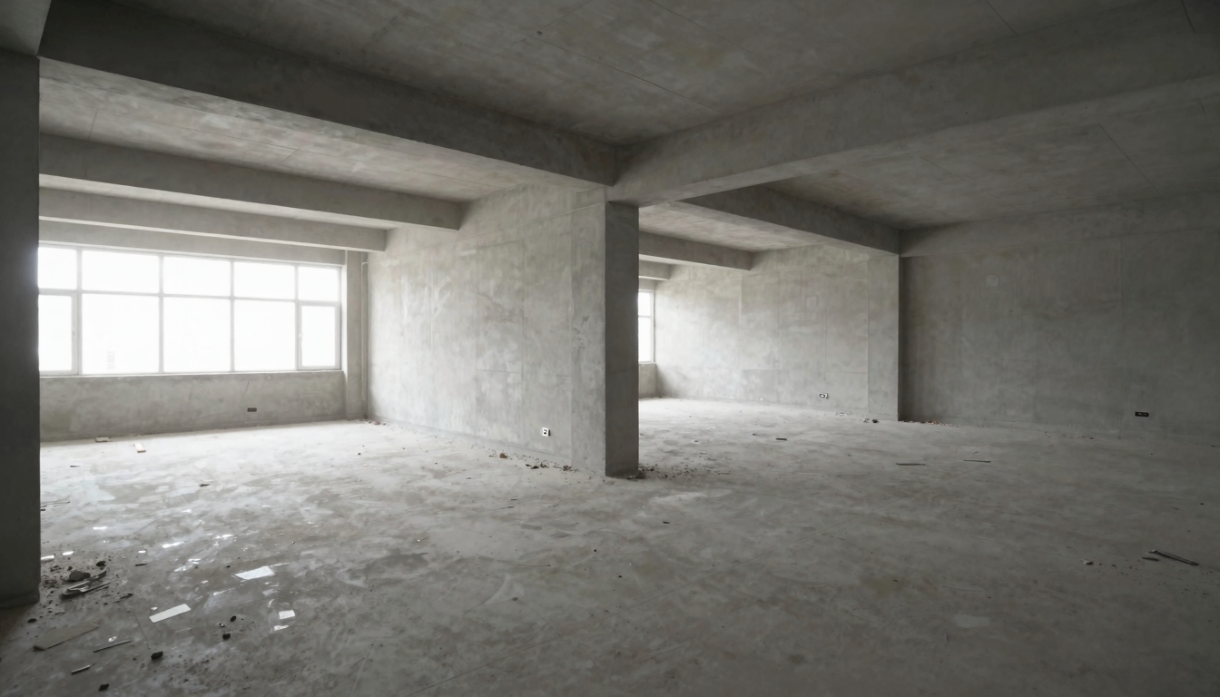 철거 작업이 진행 중인 빈 점포 내부의 사진